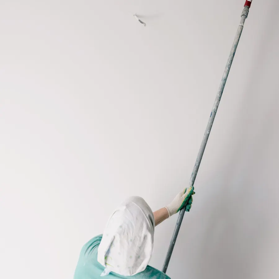 Ceiling being painted white from a stepladder