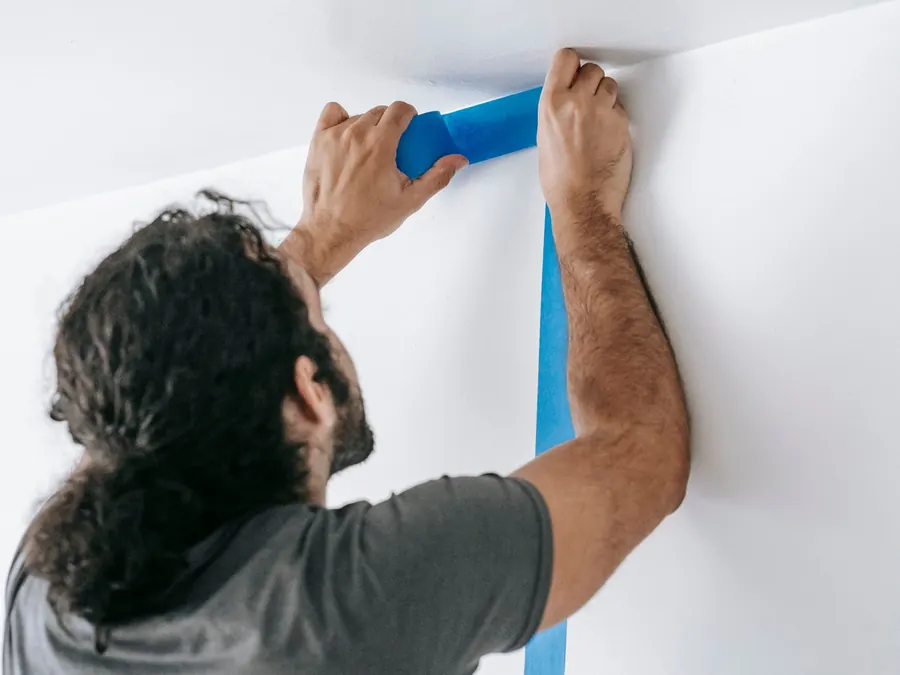 Masking a ceiling line before cutting in